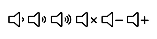 Ljud Volym Uppsättning Ikoner Vektor Isolerade Svarta Ljud Ikoner Eller — Stock vektor