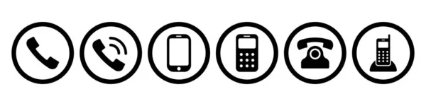 Иконки Телефонов Векторные Изолированные Знаки Иконки Черные Векторные Значки Сбора — стоковый вектор