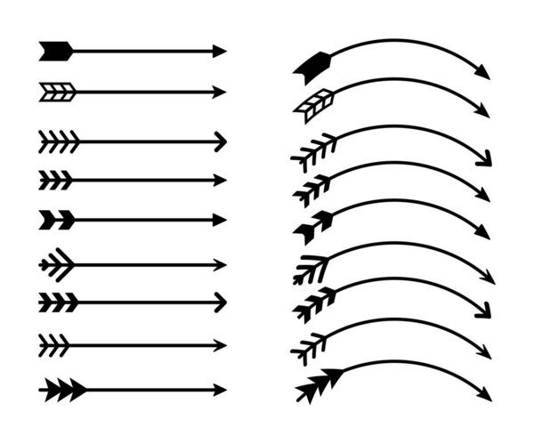Arrow icons collection. Vector isolated elements. Hipster arrow. Tribal arrow. Black arrow icon vector collection. EPS 10