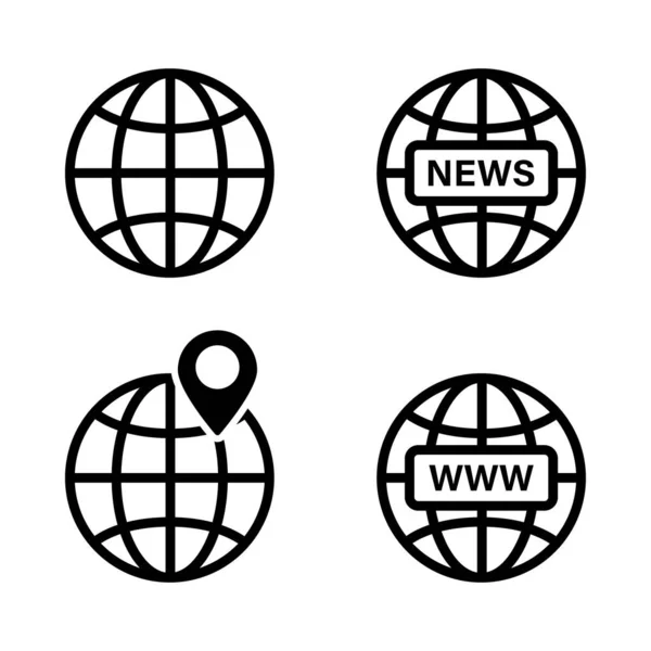 Globe Aarde Icoon Vector Geïsoleerde Elementen Internet Globe Www Teken — Stockvector