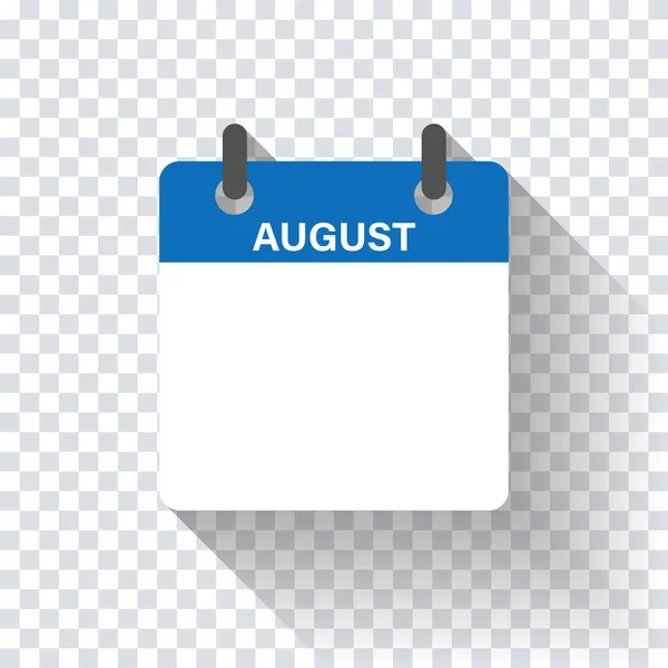 Calendario Giornaliero Appartamento Mese Agosto Illustrazione Isolata Del Vettore Mockup — Vettoriale Stock