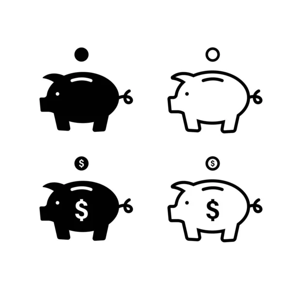 Icône Tirelire Signe Cochon Isolé Vectoriel Tirelire Avec Des Pièces — Image vectorielle