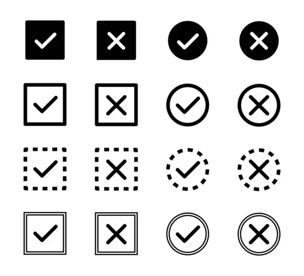 Häkchen Setzen Symbol Kreuzen Vektorisolierte Elemente Symbole Zeichen Häkchen Sie — Stockvektor