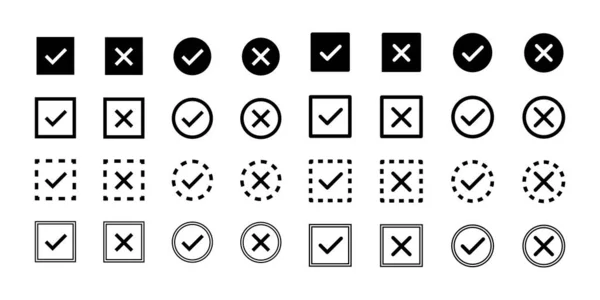 Häkchen Setzen Symbol Kreuzen Vektorisolierte Elemente Symbole Zeichen Häkchen Sie — Stockvektor