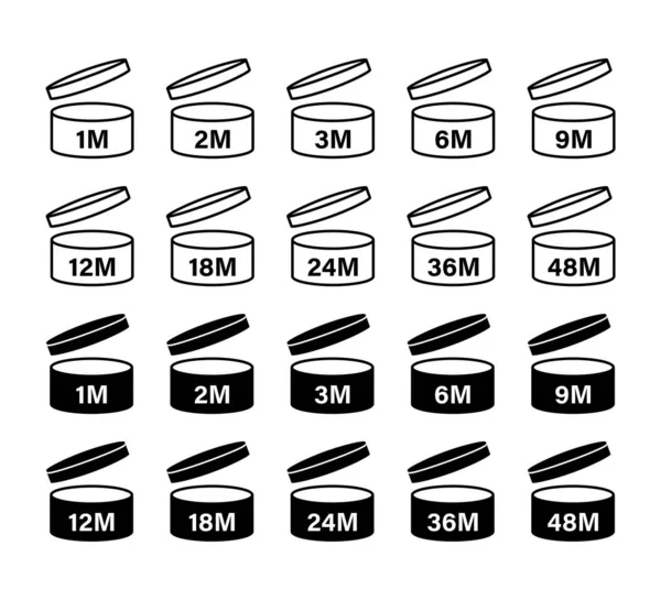 アイコンを開いた後のパオ期間 ベクトル分離サインアイコン 有効期限 12M 18M 24M 30M 36M 48M 株式ベクトル ストックベクター