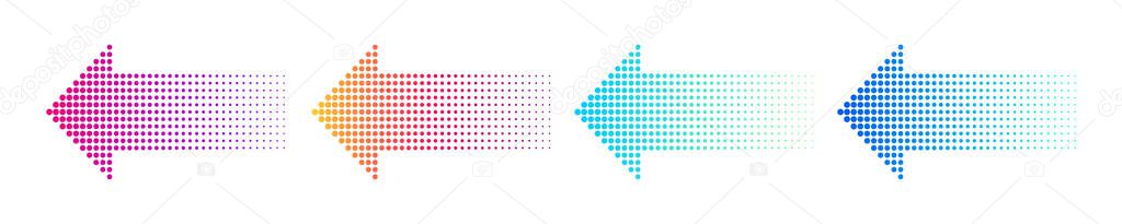 Dotted arrow gradient design. Vector isolated elements. Arrow halftone effect. EPS 10