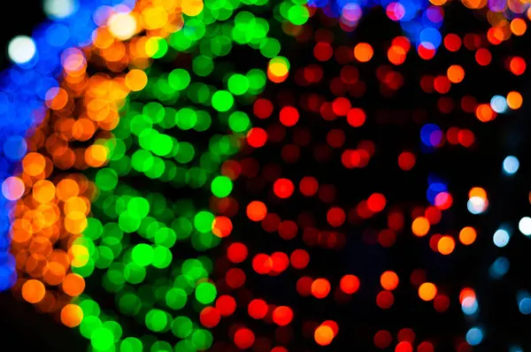 Onscherpe Wazig Gloeiende Kerst Feestelijke Veelkleurige Lichten Met Bokeh Effect — Stockfoto