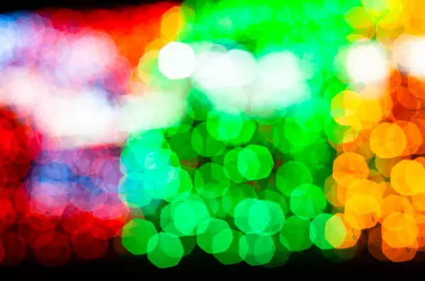 Εστιασμένη Θολή Λαμπερό Πολύχρωμα Χριστουγεννιάτικα Φώτα Bokeh Αποτέλεσμα — Φωτογραφία Αρχείου