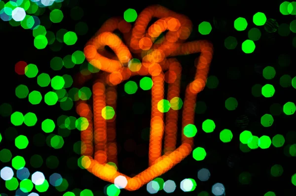 Leuchtende Lichter Der Weihnachtsdekoration Auf Dunklem Hintergrund — Stockfoto
