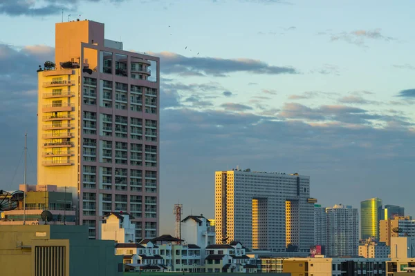 Bangkok Ville Skyline Avec Bâtiment Moderne Coucher Soleil Avec Nuage — Photo