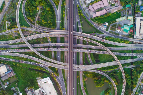 Transportkorsning Trafikväg Med Fordonets Rörelse Antenn Med Drönare — Stockfoto