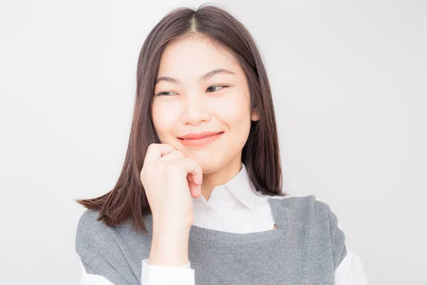 Portrait Asian Smiling Beautiful Women White Background — Stock Photo, Image