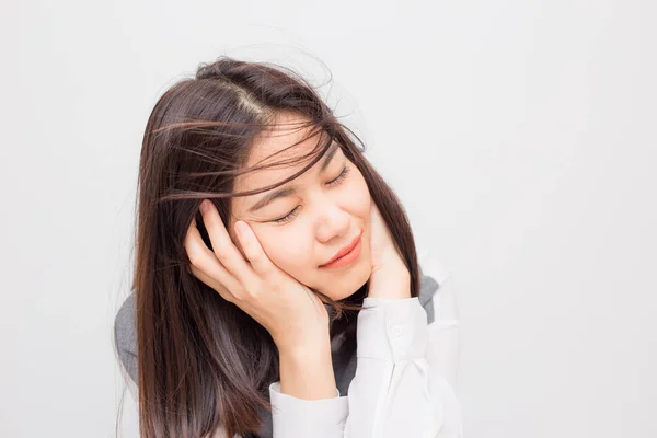 Hermosas Mujeres Sonrientes Con Piel Blanca Limpia Que Cae Feliz —  Fotos de Stock