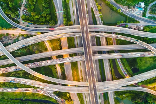 Transportkorsning Trafikväg Med Fordonets Rörelse Antenn Med Drönare — Stockfoto