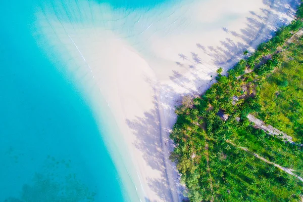 Flygfoto Idylliska Vita Sand Sea Beach Turkost Vatten Sommaren Semester — Stockfoto