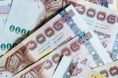 1000 en düşük Thb para arka plan iş kavramı, Tay para Not nesne üzerinde kapatın