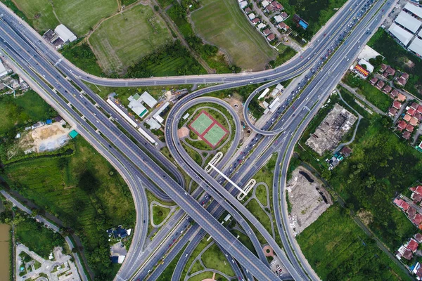 Transport junction traffic green city road aerial view modern road