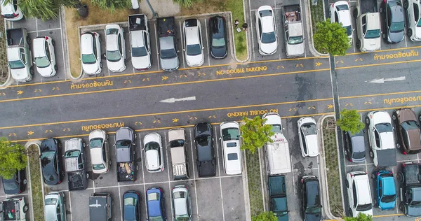 Letecký Pohled Mnoho Spousta Parkování Řadě Beton — Stock fotografie