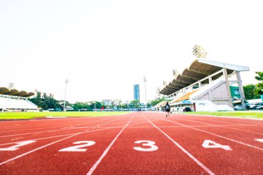 Koşu parkuru Atletizm Stadyumu, egzersiz arka plan Lane'de sayısı