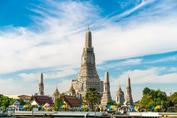 Tempio Dell Alba Wat Arun Con Fiume Chao Praya Punto — Foto Stock