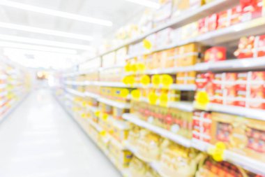 Süpermarket iş arka plan alışveriş kavramı bulanık raf