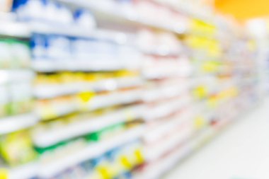 Süpermarket iş arka plan alışveriş kavramı bulanık raf