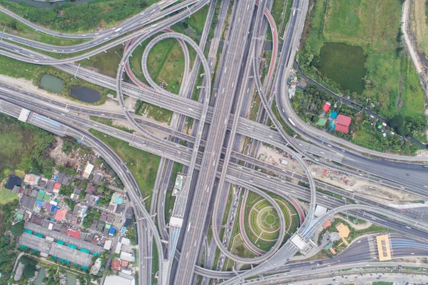 Aerial view city transport intersection road car movement