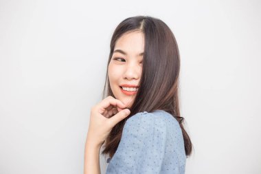 Asya güzel gülümseyen kadınların Stüdyo portre