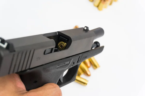 9mm conceal gun with full metal jacket bullet — Stock Photo, Image