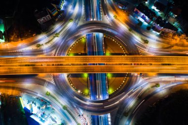 Aerila görünümü dairesel kavşak trafik şehir yolu