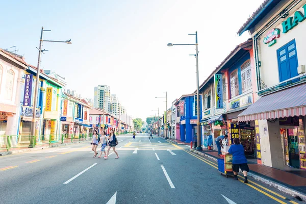 Singapore Marzo 2015 Persone Che Camminano Viaggiano Nel Distretto Little — Foto Stock