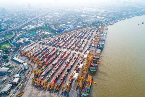 Aerial view shipping port logistic business industry — Stock Photo, Image
