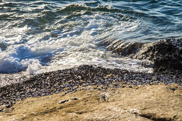 Sea wave splash on rocky beach — Stock Photo, Image