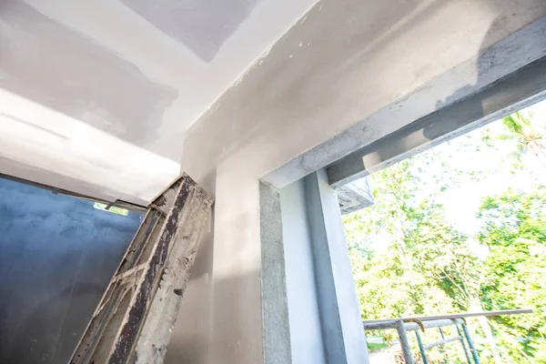 Modern house interior building cement room with door and windoor — Stock Photo, Image