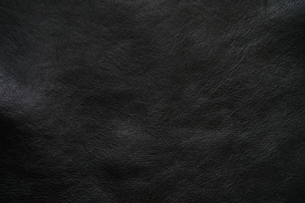 Textura de couro genuíno preto áspero — Fotografia de Stock