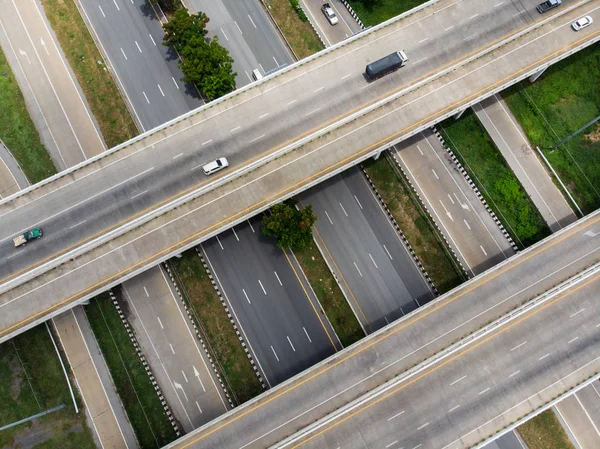 City transport cross junction asphalt road with car and truck mo