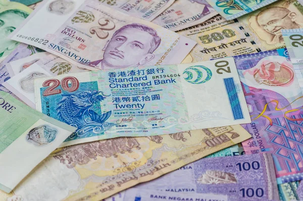 Variety value money bill of Singapore note — Stock Photo, Image