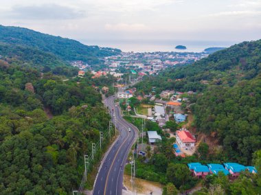 Adadaki dağ yolu tropikal ormanı