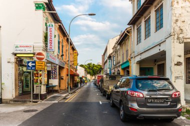 Singapur - 5 Mart 2015 'te Singapur' da küçük Hindistan bölgesi. Küçük Hindistan Singapur Nehri 'nin doğusunda Singapur mahallesidir.