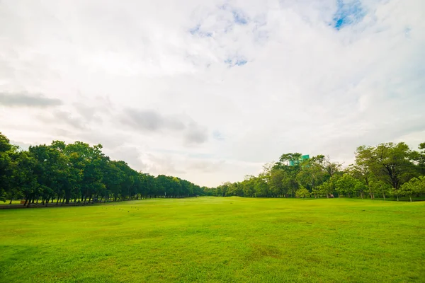 Parco Pubblico Verde Con Prato Cielo Blu Nuvola Sfondo Natura — Foto Stock