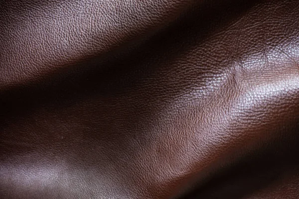 Genuine Dark Brown Full Grain Leather Texture Decoratoin Background — Stock Photo, Image