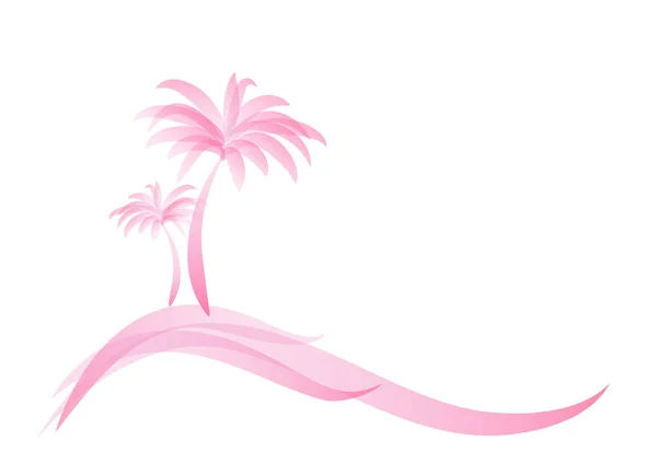 Logo Rose Deux Palmiers Sur Île Sur Mer Océan Isolé — Image vectorielle
