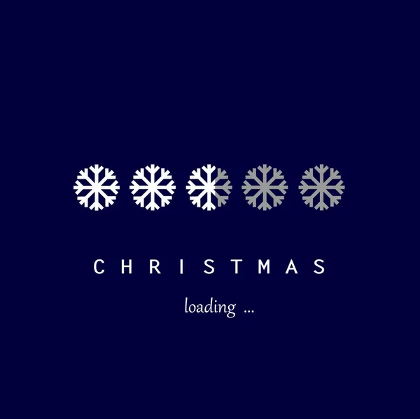 White Snowflakes Christmas Loading Dark Blue Background Square Vector Ilustration — Stock Vector