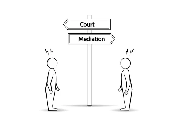 Dos Angree Men Waymark Court Mediation Aislado Sobre Fondo Blanco — Vector de stock