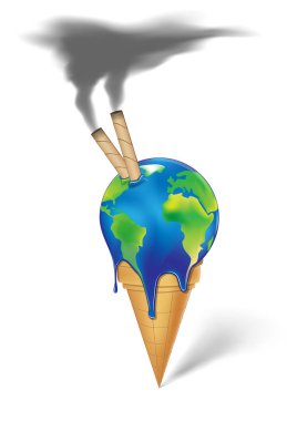 gofret rulo ve duman ile toprak dondurma beyaz bir arka plan dikey vektör illüstrasyon izole eriyor