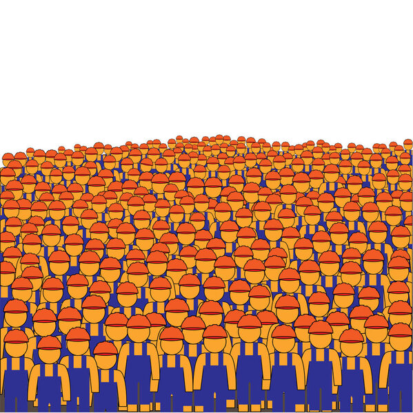 crowd of builder workers isolated on a white background square vector illustration