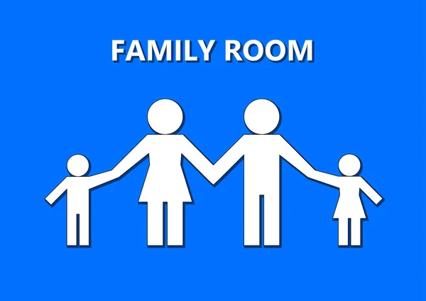 Famiglia Forma Semplice Silhouette Bianche Testo Camera Familiare Isolato Sfondo — Vettoriale Stock