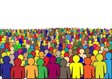 crowd of multicolor abstract people isolated on a white background horizontal  vector illustration clipart