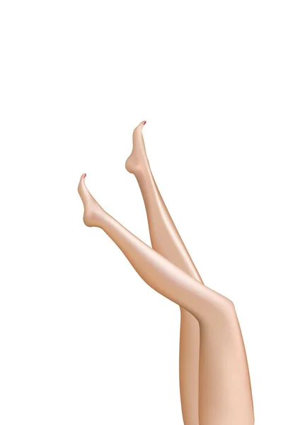 Красивые Гладкие Ноги Женщины Изолированы Белом Фоне Вертикальные Векторные Иллюстрации — стоковый вектор