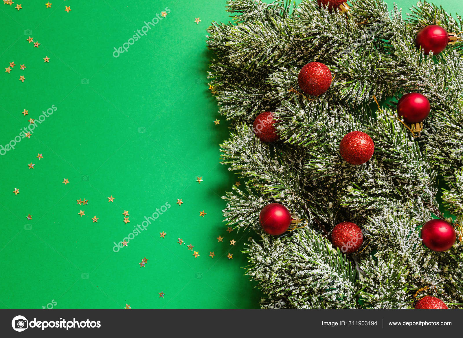 Download Christmas Tree Branches On Green Background With Confetti New Year Concept Greeting Card Xmas Celebration 2020 Flat Lay Template Top View Copy Space Stock Photo Image By C Alinabuphoto 311903194